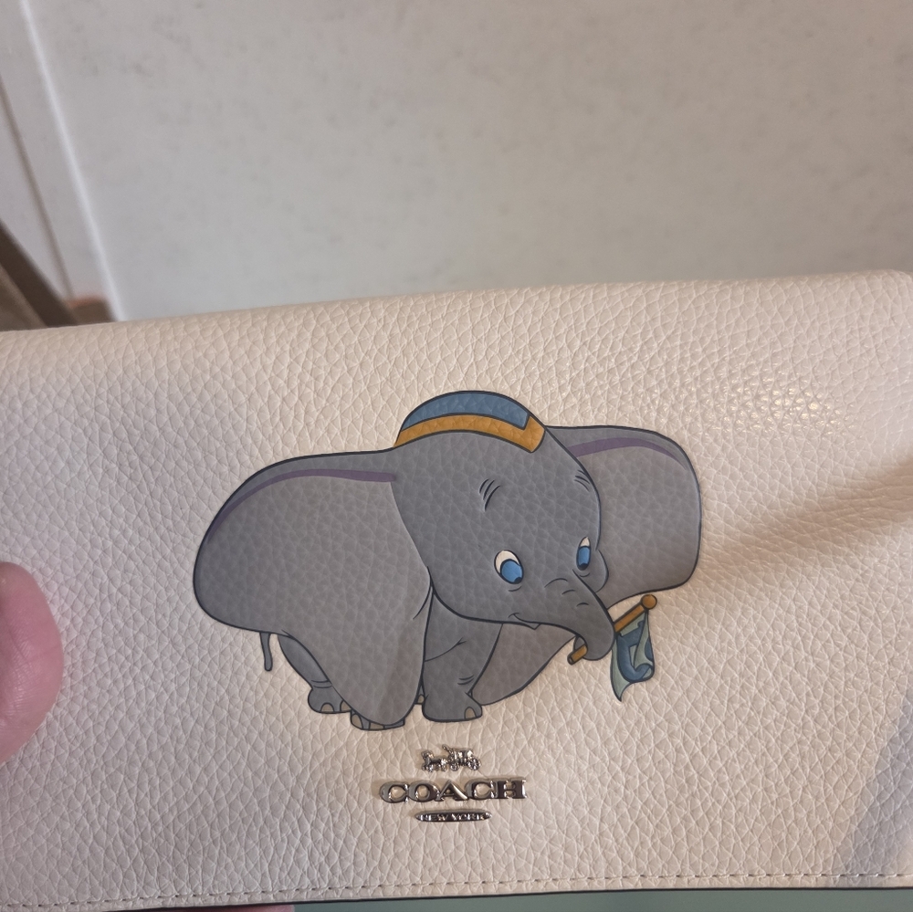 Coach Disney dumbo white wallet bag on removable strap